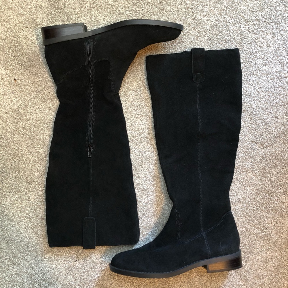 Market & Spruce Black Suede Boots w/Zipper 8.5